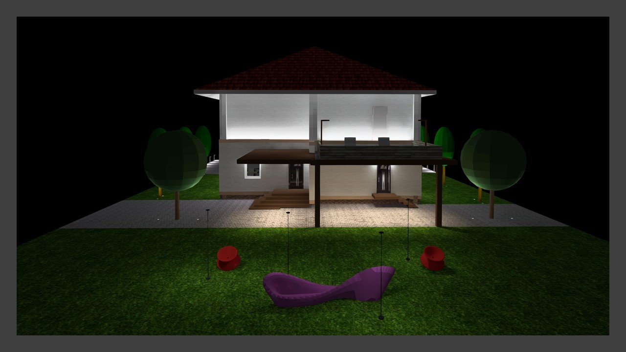 Proposal for the interior and lighting design of interior and space  of a villa -chalet in 3D.